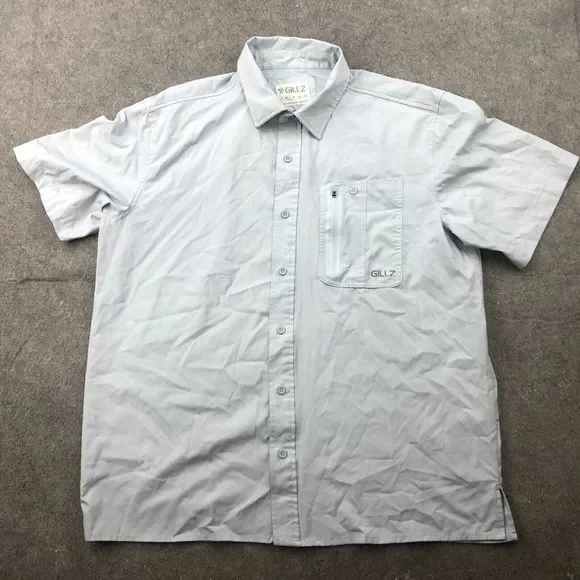 Gillz Shirt Mens Large Gray Short Sleeve Fishing Hiking Vented Outdoors